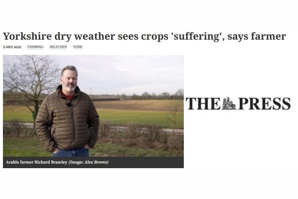 Yorkshire dry weather sees crops 'suffering', says farmer