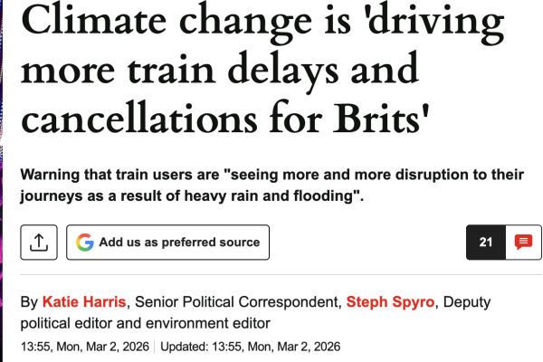 Climate change is 'driving more train delays and cancellations for Brits'